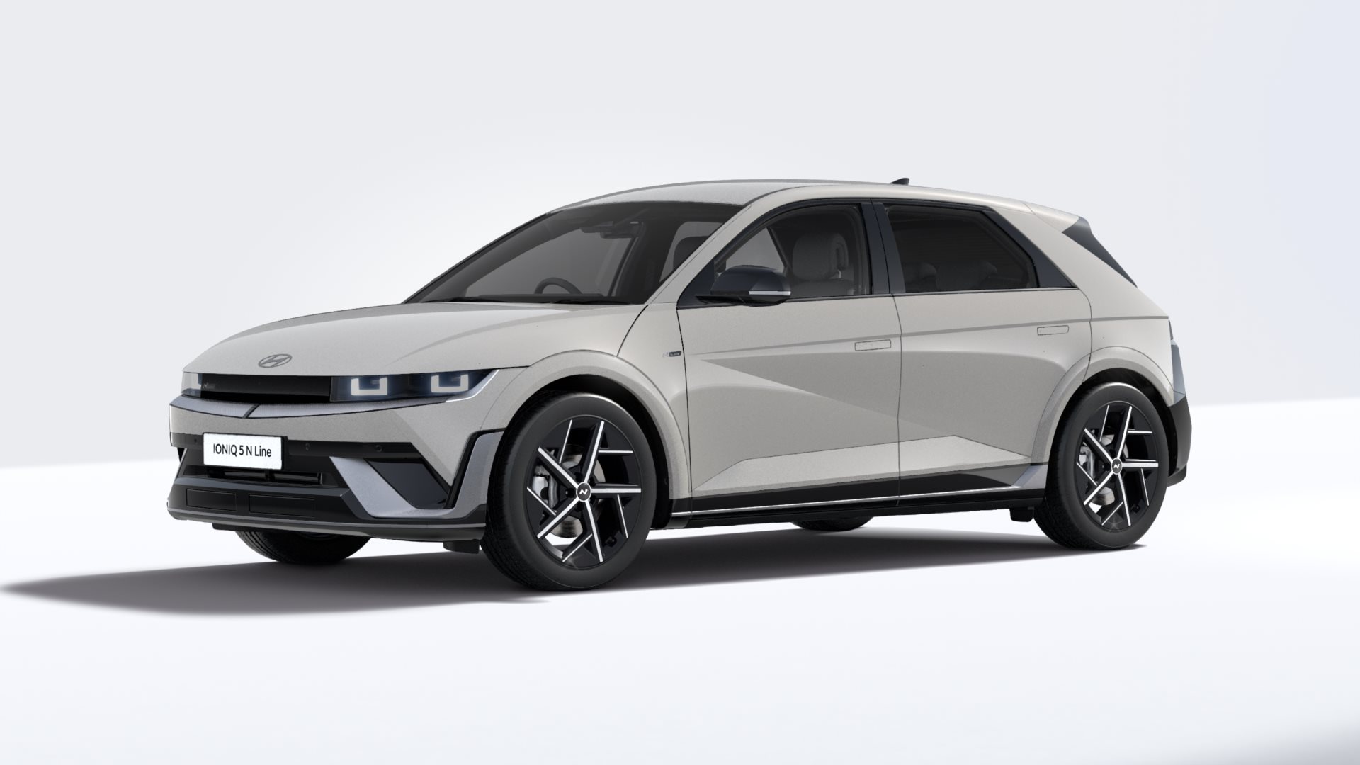 Silver Hyundai Ioniq 5 N Line, front-side view.